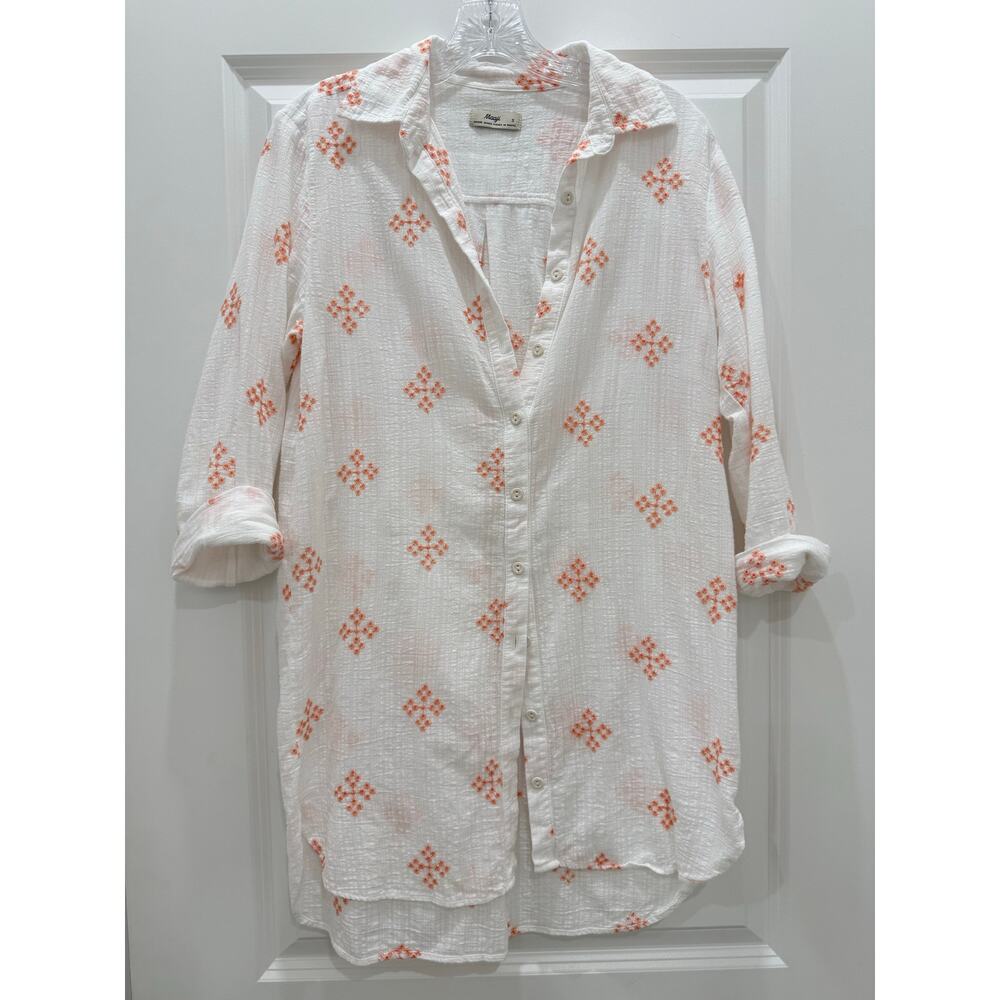 Maaji White Long Shirt with Embroidery  Size

 S